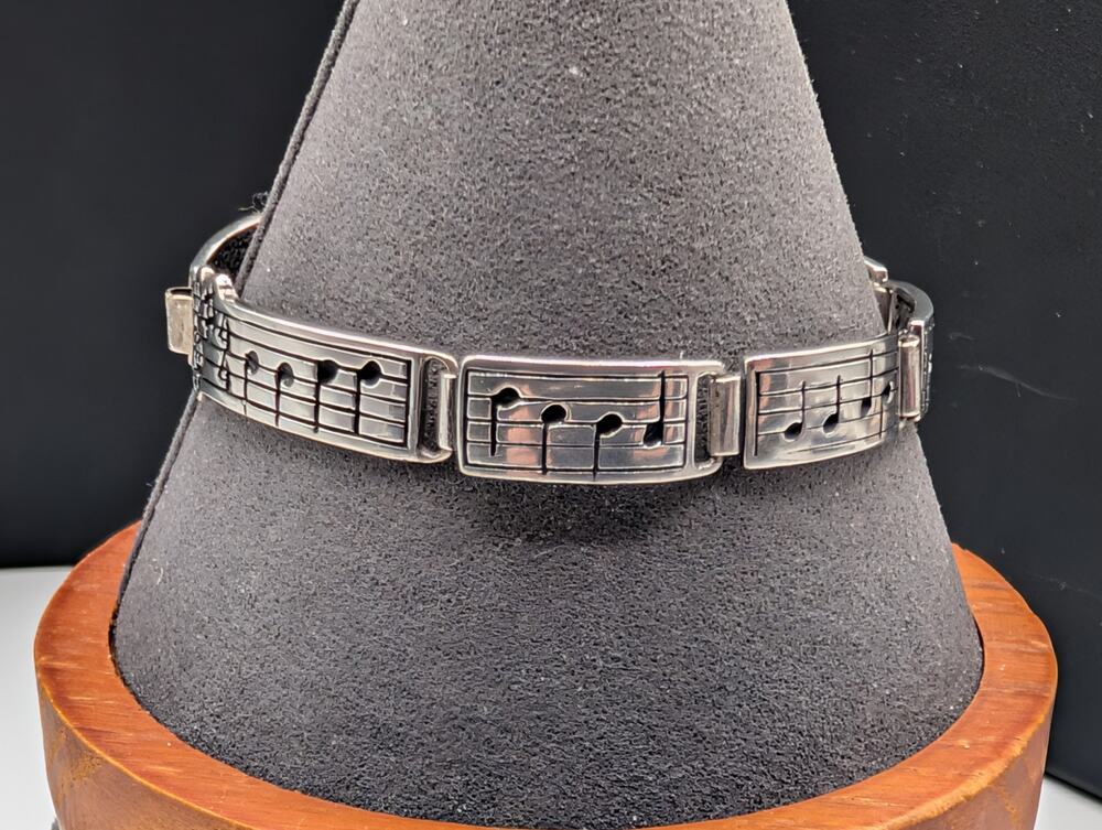 Vtg Shubes Artisan Sterling Beethovens Ode to Joy Musical  Bracelet 6.75" 17g